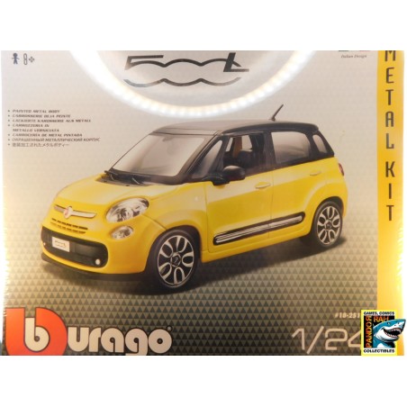 Bburago Fiat 500L Geel-Zwart 1:24