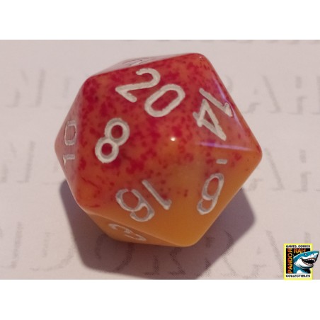 Dobbelsteen D20 Oranje Speckled