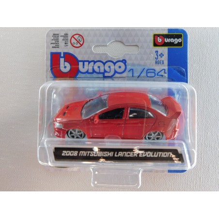 Bburago 2008 Mitsubishi Lancer Evolution Rood 1:64