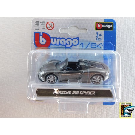 Bburago Porsche 918 Spyder Donkergrijs 1:64