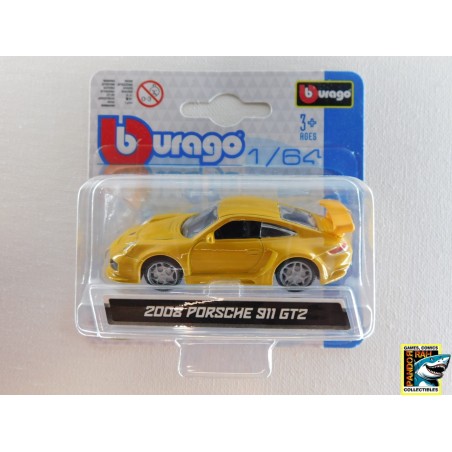 Bburago 2008 Porsche 911 GT2 Geel 1:64