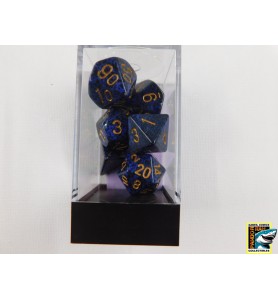 Golden Cobalt Speckled Polydice Dobbelsteen Set (7 stuks)