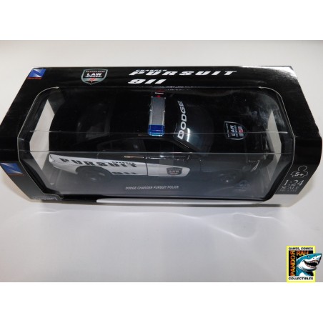 New Ray Dodge Charger Pursuit Police Zwart 1:24