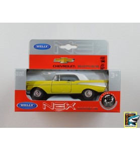 Welly 1957 Chevrolet Bel Air Geel Met Wit Dak 1:39