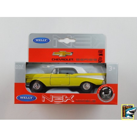 Welly 1957 Chevrolet Bel Air Geel Met Wit Dak 1:39