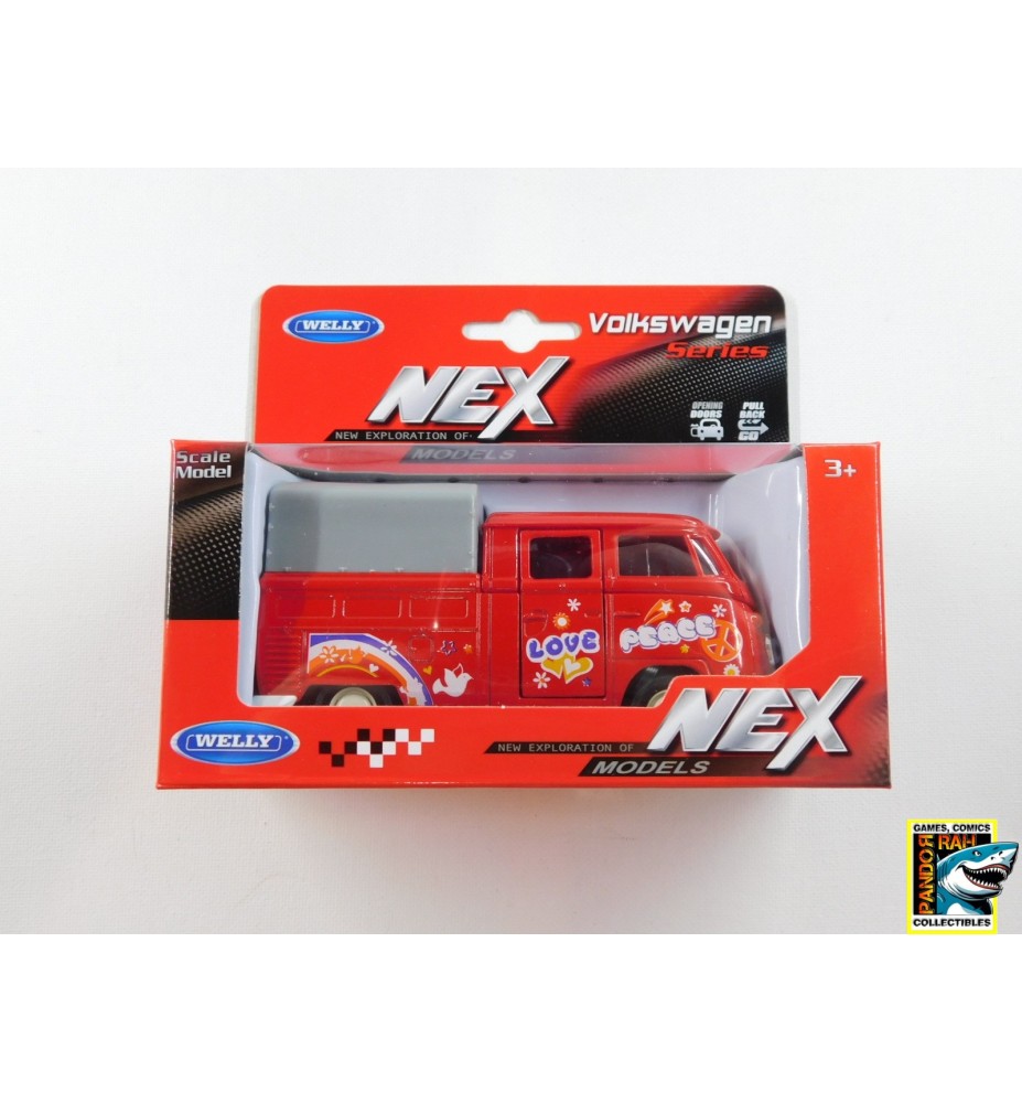 Welly Volkswagen T1 Double Cabin Pick-Up Rood 1:39