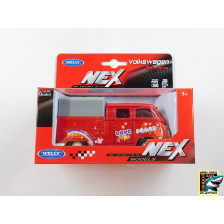 Welly Volkswagen T1 Double Cabin Pick-Up Rood 1:39