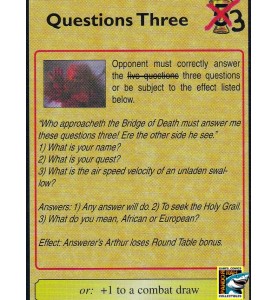 Monty Python And The Holy Grail CCG Question Three: Air Speed Velocity R