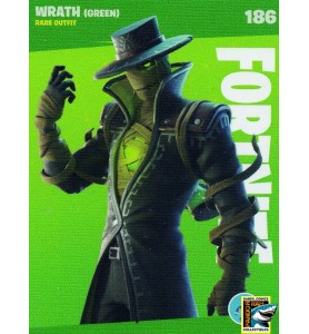 Panini Fortnite Reloaded 186 Wrath (Green) Rare Outfit