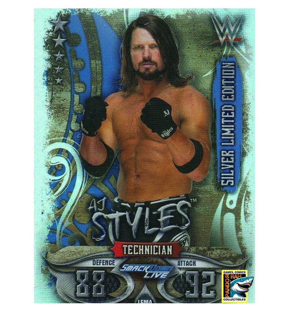 WWE Slam Attax Live 2018 AJ Styles Silver Limited Edition Foil