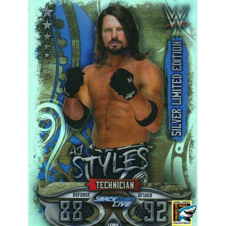 WWE Slam Attax Live 2018 AJ Styles Silver Limited Edition Foil