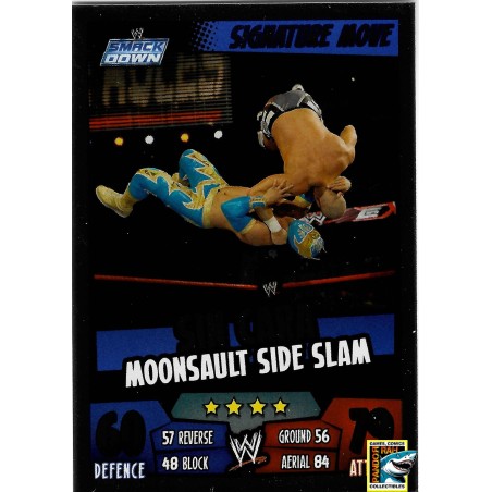 WWE Slam Attax Rumble 2011 Sin Cara Moonsault Side Slam Mirror Foil